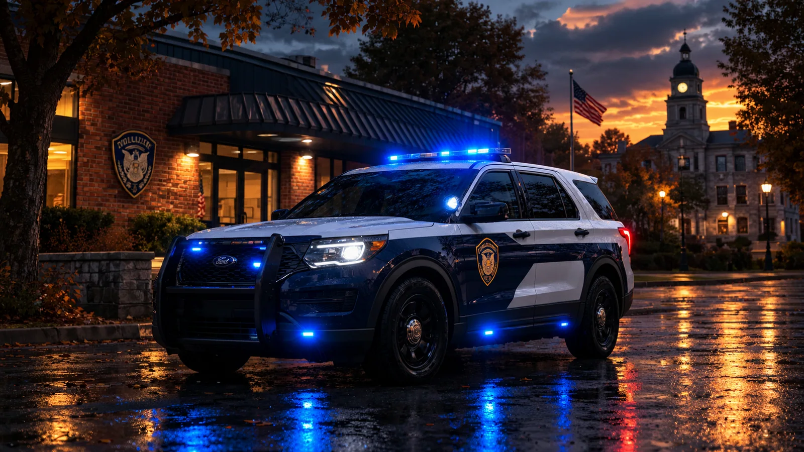 MDPSRP cinematic fictional concept photograph: town police night